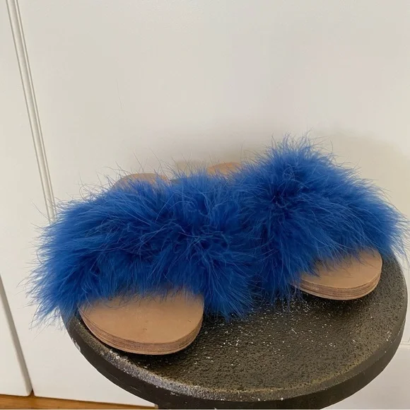 Brother Vellies Women's Lamu Marabou Feather Slide Sandals